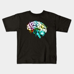 Color human brain watercolor mental health matters Kids T-Shirt